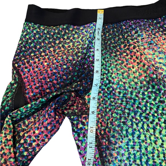 Nike Pro Hypercool Multicolor Print, Black Sheer Mesh Insets Cropped Leggings,M - Picture 12 of 16